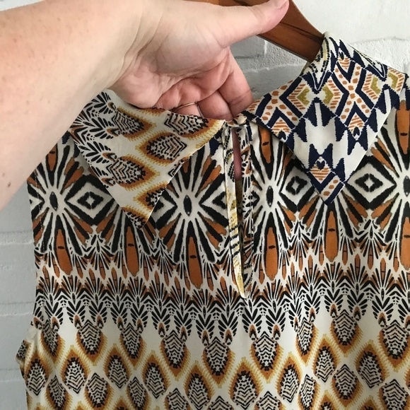 Mini Dress retro art deco print Swing Shift dress flowy Lightweight M - Picture 15 of 15